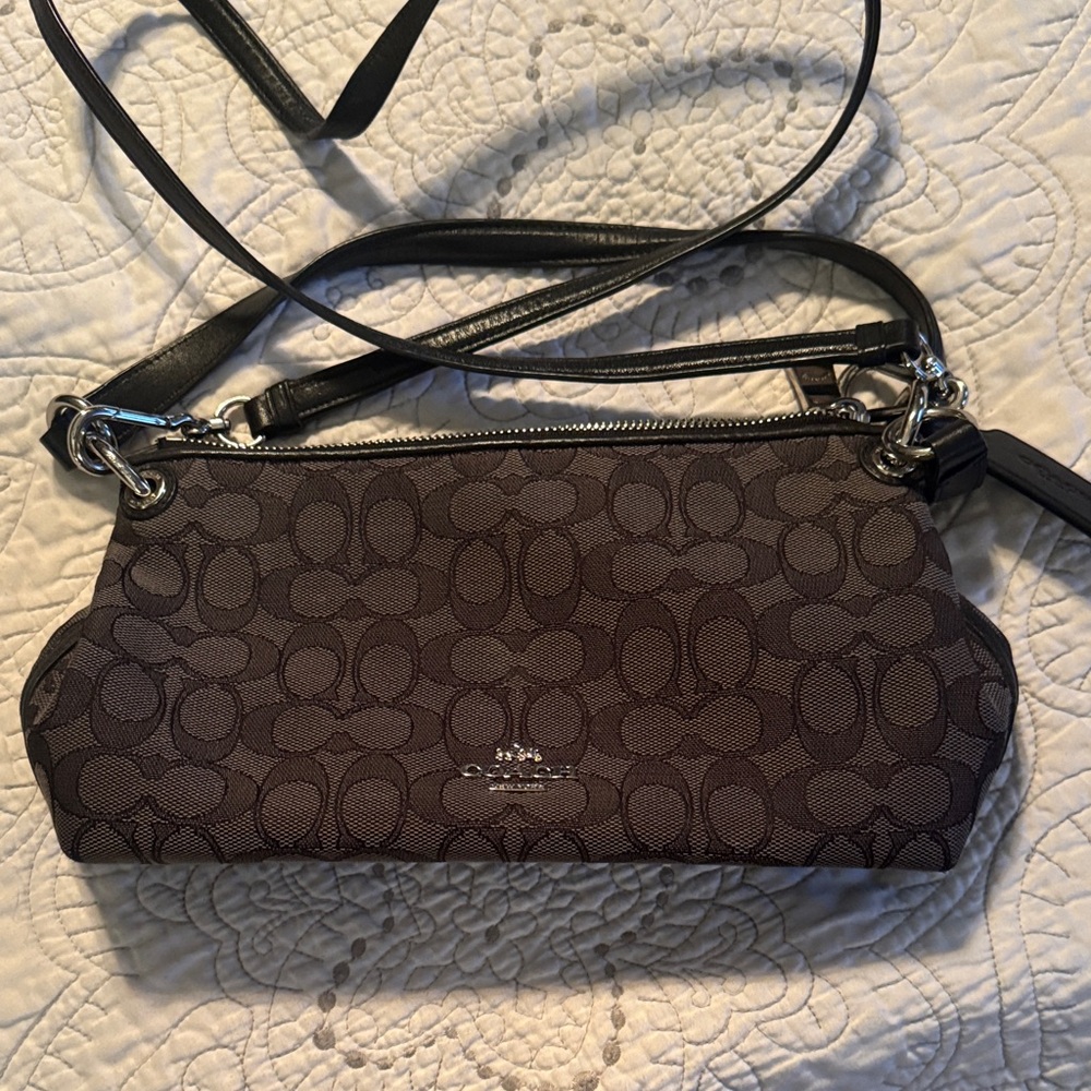 Coach Dark Brown Signature Shoulder Bag